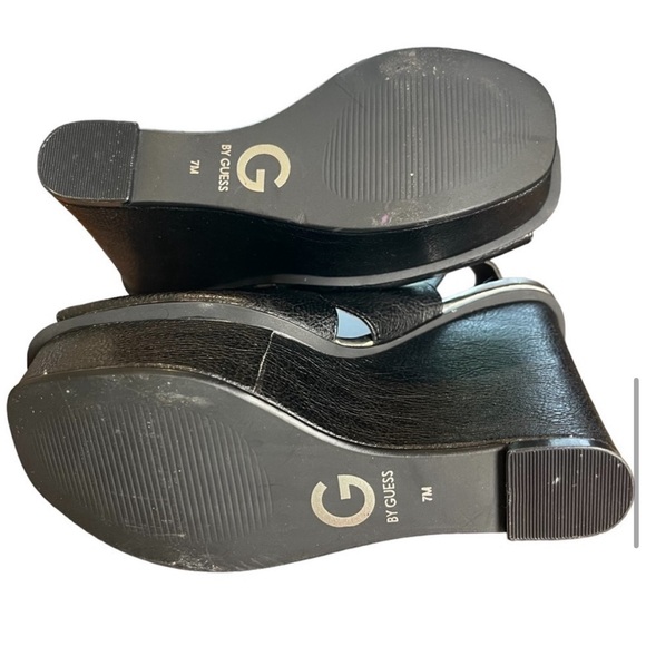 Euc G by Guess wedge sandals, high heel, black, size 7. - Picture 8 of 8